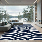 Navy White Dynamic Zebra Stripe Rug