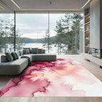 Ethereal Burgundy Ink Wash Abstract Gradient Rug