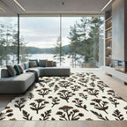 Rustic Brown Floral Branch Repeat Rug