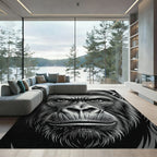 Majestic Black and White Gorilla Portrait Rug