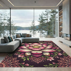 Ethereal Pink Lotus Floral Mandala Rug