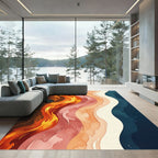 Fiery Crimson Gradient Wave Layers Rug