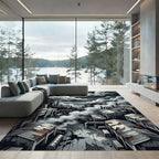 Dark Industrial Smoke Cloud Factory Rug