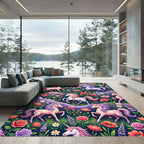 Whimsical Magical Unicorn Floral Garden Rug