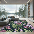 Elegant Moody Floral Sweet Pea Wallpaper Rug
