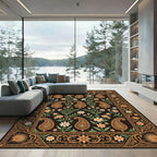 Ornate Black Floral Paisley Area Rug