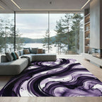 Deep Plum Ink Swirl Abstract Rug