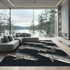 Northern Pike Aquatic Black Fish Illustration Rug
