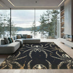 Gothic Black and Cream Spider Illustration Rug