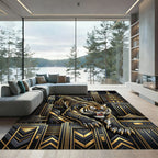 Bold Black Gold Tiger Cityscape Rug