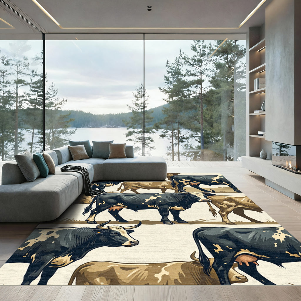 Vintage Farmstead Black and Tan Cattle Rug