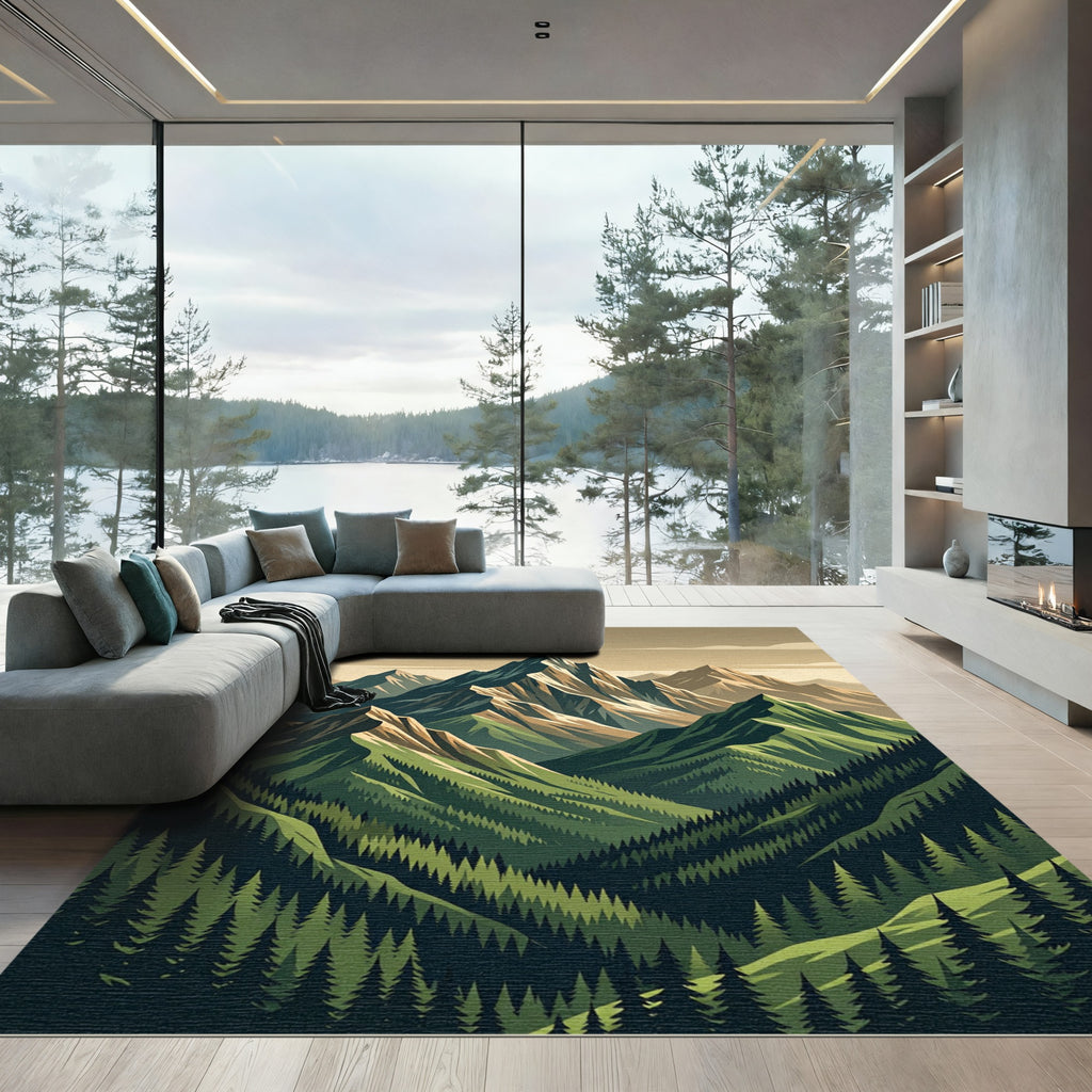Majestic Alpine Mountain Peak Peaks Rug