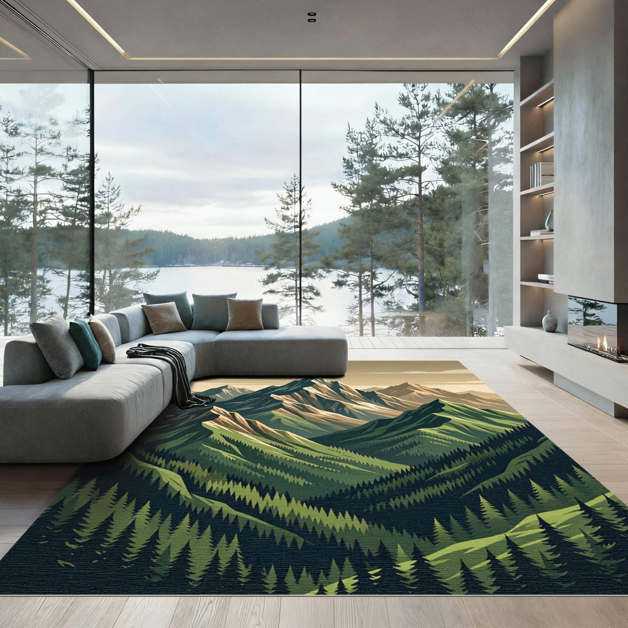 Majestic Alpine Mountain Peak Peaks Rug