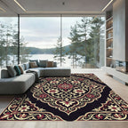 Crimson Gold Floral Court Rug