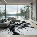 Monochrome Abstract Black and White Splash Rug
