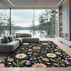 Vintage Daisy Meadow Floral Pattern Rug