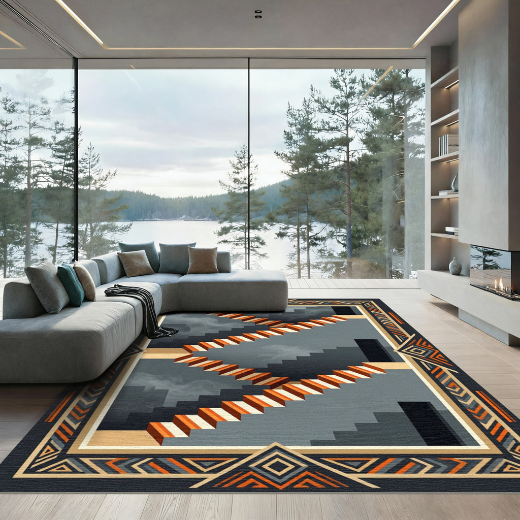 Abstract Staircase Geometric Illusion Rug