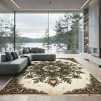 Vintage Neutral Floral Medallion Illustration Rug