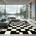 Modern Abstract Monochrome Checkerboard Art Rug