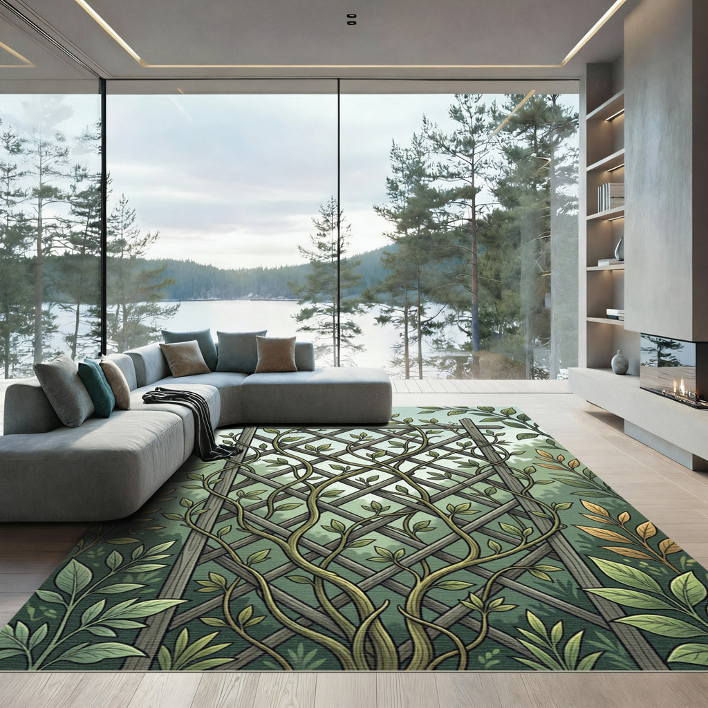 Lush Botanical Trellis Garden Verdant Rug
