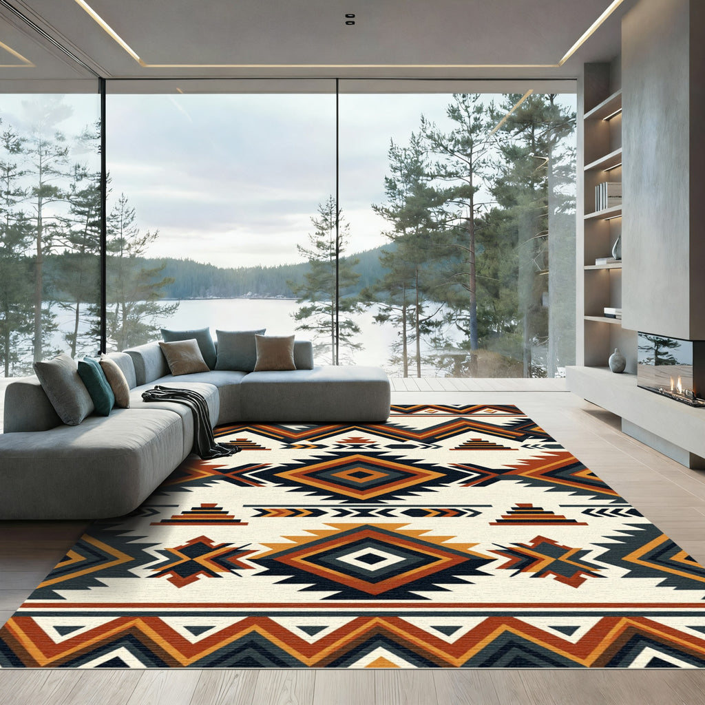 Navajo Inspired Diamond Geometric Rug