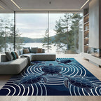 Deep Blue Sea Turtle Concentric Circles Rug
