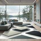 Minimalist Monochrome Geometric Floating Square Rug