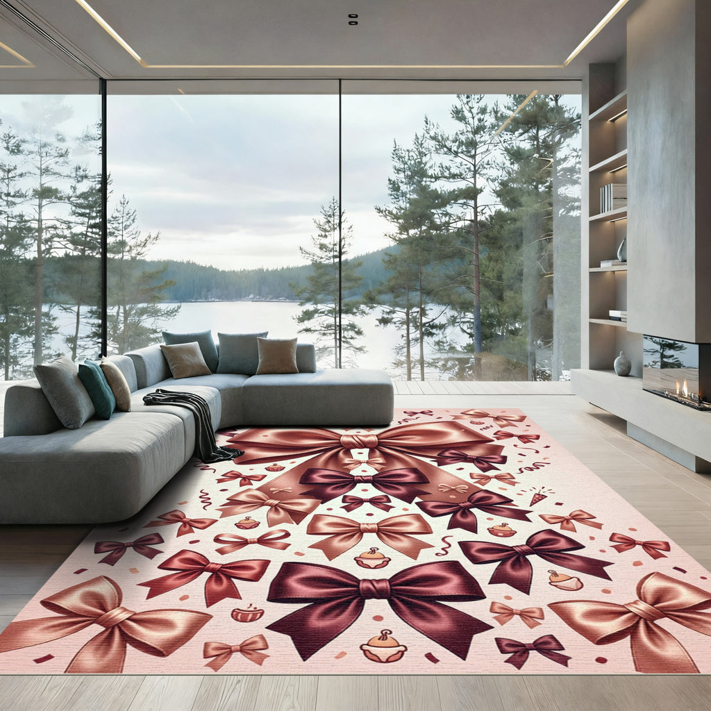 Luxurious Satin Ribbon Bow Celebration Rug