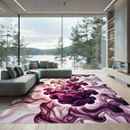 Vibrant Plum Ink Abstract Swirl Rug