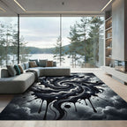 Monochrome Celestial Vortex Starry Night Rug