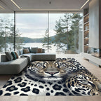 Majestic Leopard Face Animal Portrait Rug