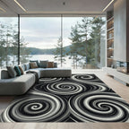 Monochromatic Swirls Abstract Illusion Rug