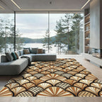 Art Deco Fan Scallop Brown Rug