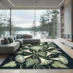 Sage Green Botanical Morning Glory Bouquet Rug