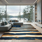 Distressed Navy and Gold American Flag Rug