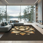 Golden Lotus Floral Mandala Artwork Rug