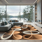 Retro Tan Oval Cluster Overlay Rug