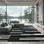 Minimalist Monochrome Abstract Linear Composition Rug