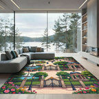 Regal Garden Scene with Sailboats Rug