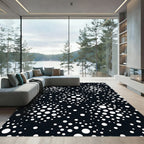 Black White Scattered Dot Composition Rug