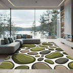 Green Brown Smooth Pebble Arrangement Rug