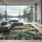 Swamp Green Alligator Wildlife Illustration Rug