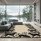 Vintage Black Dog Meadow Illustration Rug