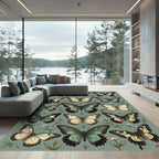 Ethereal Sage Butterfly Botanical Collage Rug