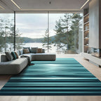 Cool Blue Horizontal Reflection Lines Rug