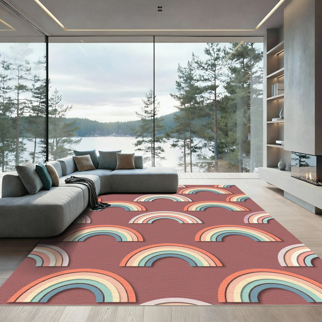 Retro Earthy Rainbow Arches Rug