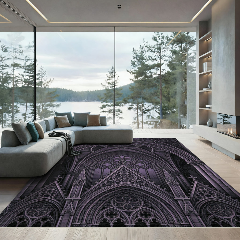 Gothic Cathedral Arch Violet Rug