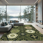 Sage Green Geometric Hexagon Tile Rug