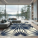 Navy Celestial Starburst Geometric Star Rug