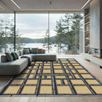 Rustic Stone Grid Abstract Rug